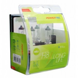 2 pcs Powertec Long Life H8 Bulb Set 12V 35W Halogen PGJ19-1 PTZLL8-DUO