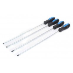 4pc Extra Long Reach Screwdriver Set Magnetic Tip 450mm Phillips Slotted SATRA S-4SSG