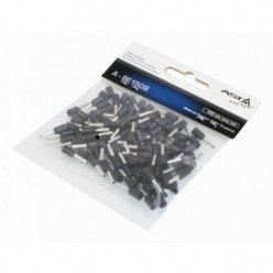 100pc Insulated Crimp Bootlace Ferrule Set Black AWG 1.5mm² Wire Pin 8mm x 2.0mm