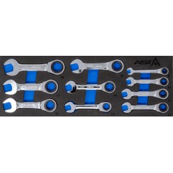 ASTA A-SET35 Stubby Ratchet Combination Spanners Set In EVA Insert Foam (Cover)