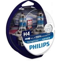 PHILIPS H4 Racing Vision Up To 150% More Brighteness Headlight Bulbs 12342RVS2